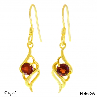 Earrings Ef46-GV with real Red garnet gold plated