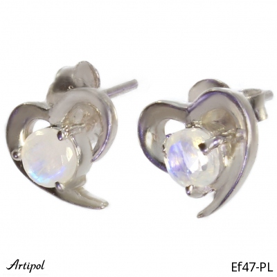 Earrings Ef47-PL with real Rainbow Moonstone