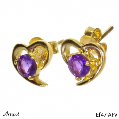 Earrings Ef47-AFV with real Amethyst gold plated