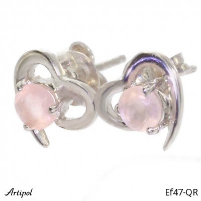 Earrings Ef47-QR with real Quartz rose