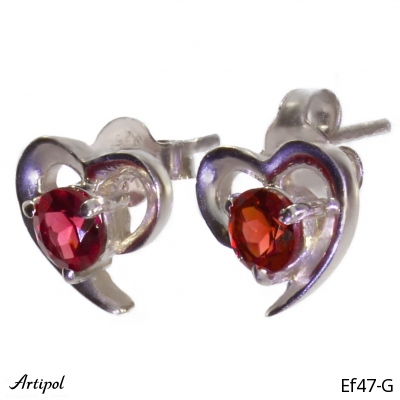 Earrings Ef47-G with real Red garnet
