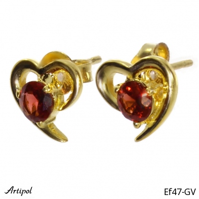Earrings Ef47-GV with real Red garnet gold plated