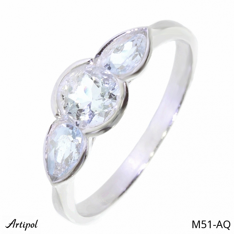 Ring M51-AQ with real Aquamarine