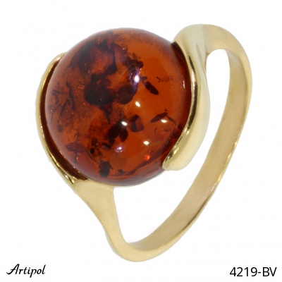 Ring 4219-BV with real Amber gold plated