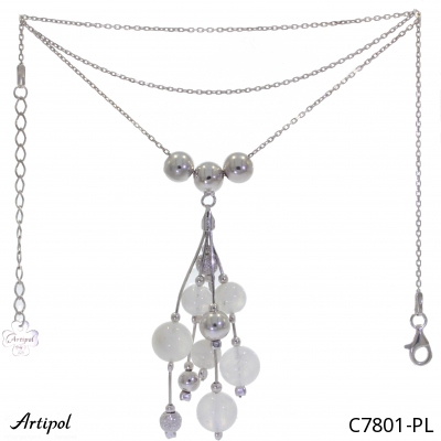 Necklace C7801-PL with real Rainbow Moonstone