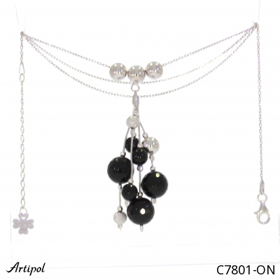 Necklace C7801-ON with real Black onyx