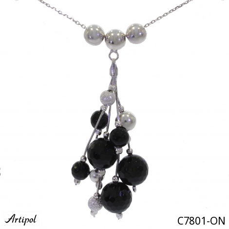 Necklace C7801-ON with real Black Onyx