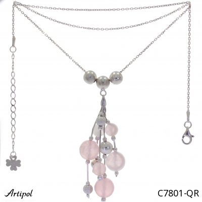 Necklace C7801-QR with real Rose Quartz