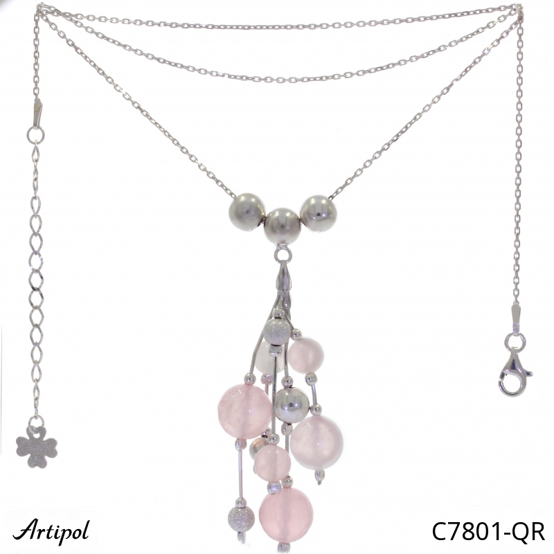 Necklace C7801-QR with real Rose Quartz
