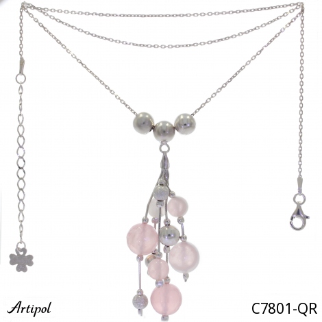 Halskette C7801-QR mit echter Rosenquarz