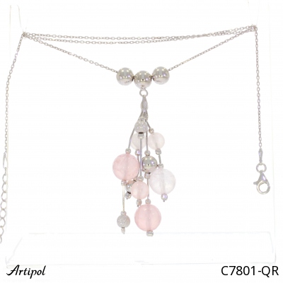 Necklace C7801-QR with real Rose quartz