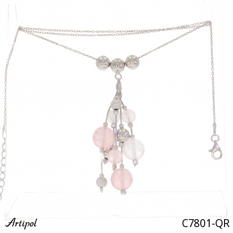Necklace C7801-QR with real Rose Quartz