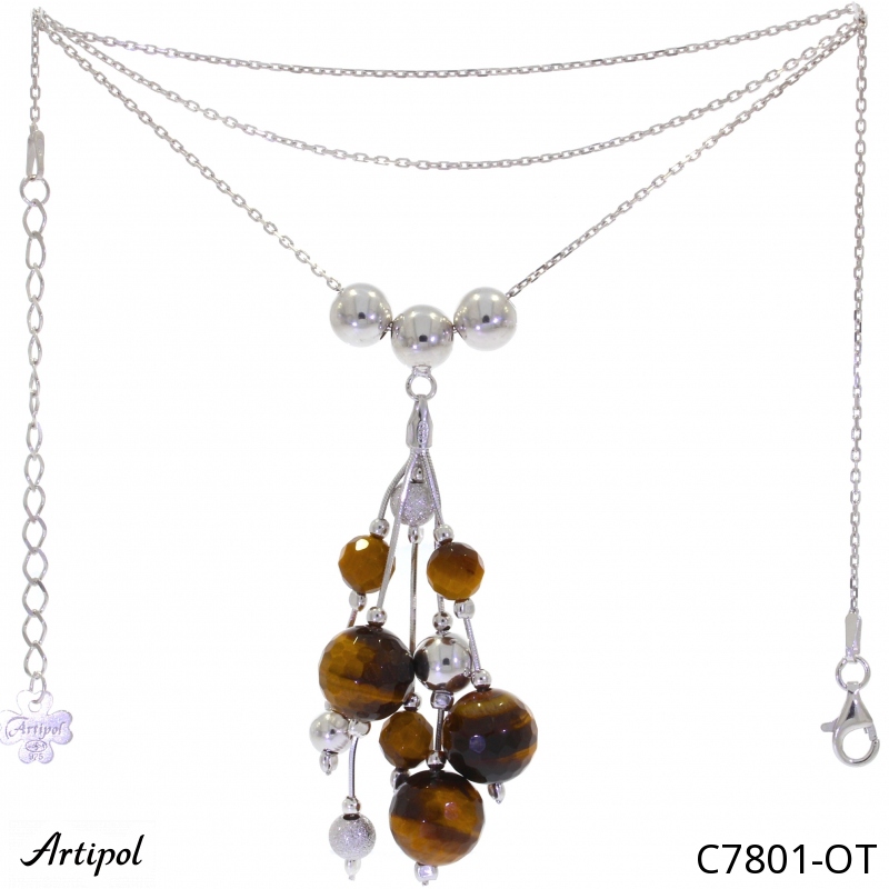 Necklace C7801-OT with real Tiger's eye