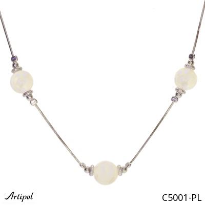 Necklace C5001-PL with real Rainbow Moonstone