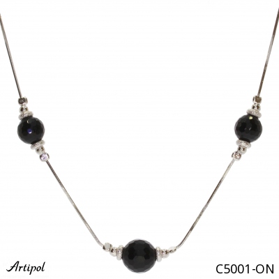 Halskette C5001-ON mit echter Schwarzem Onyx