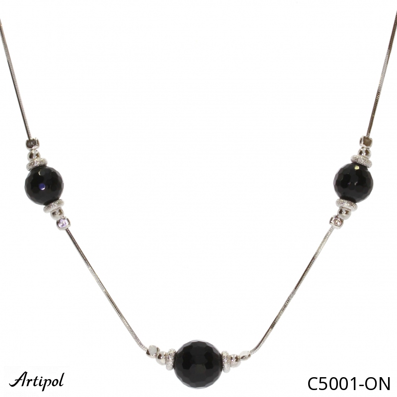 Halskette C5001-ON mit echter Schwarzem Onyx