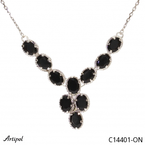 Halskette C14401-ON mit echter Schwarzem Onyx