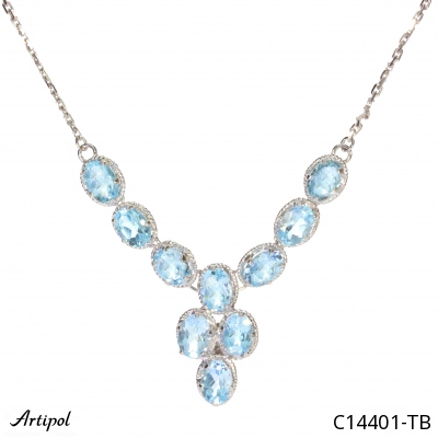 Necklace C14401-TB with real Blue topaz