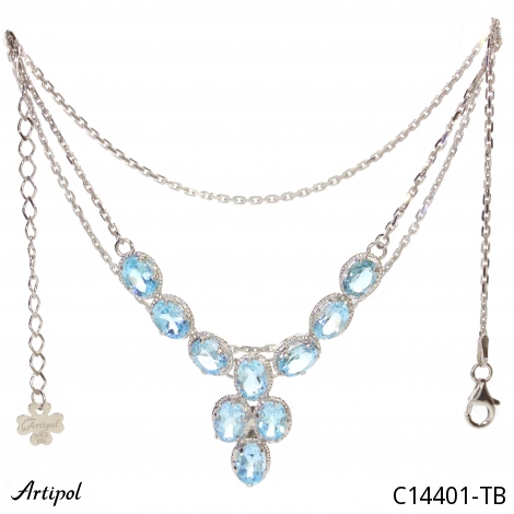 Halskette C14401-TB mit echter Blauem Topas