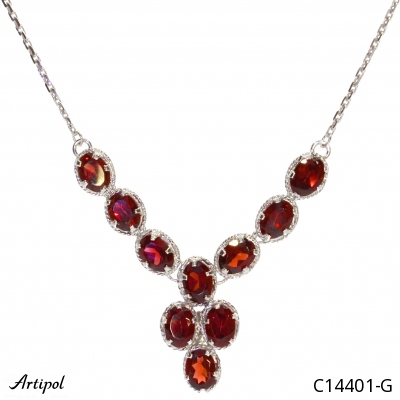 Necklace C14401-G with real Red garnet