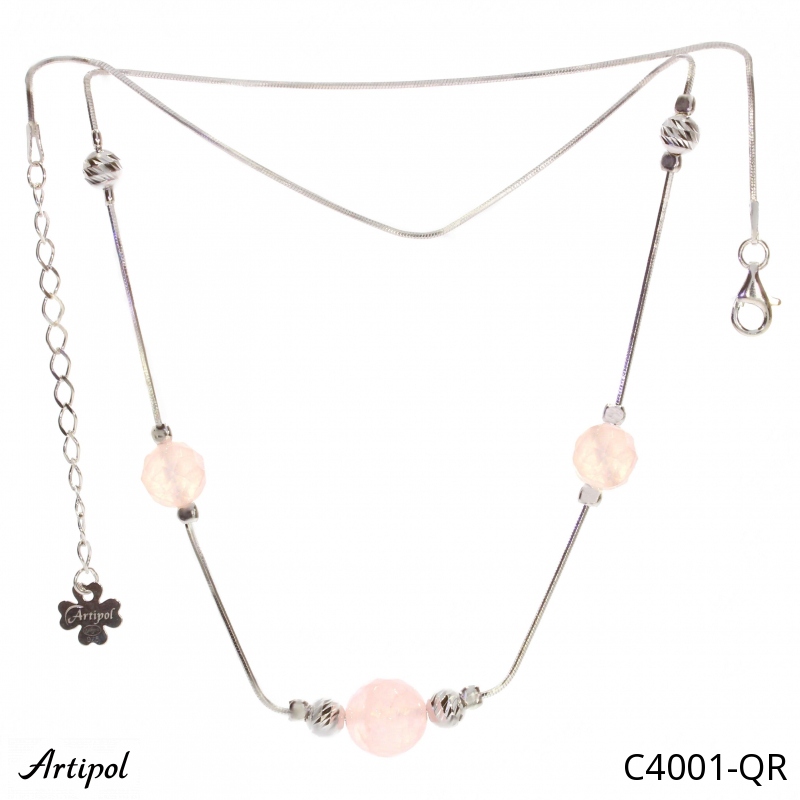 Necklace C4001-QR with real Rose Quartz