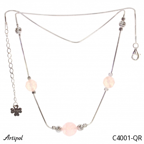 Necklace C4001-QR with real Rose quartz