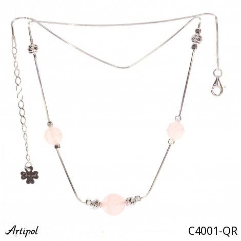 Necklace C4001-QR with real Rose quartz