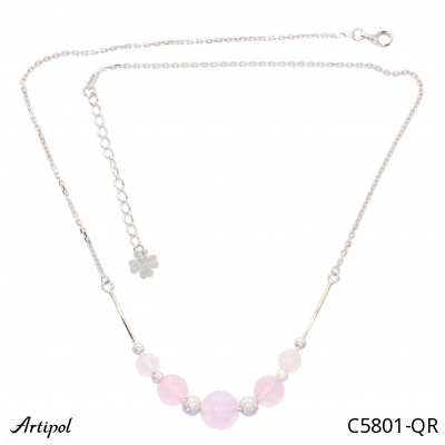 Necklace C5801-QR with real Rose quartz