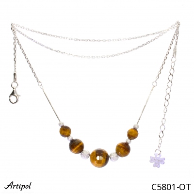 Necklace C5801-OT with real Tiger Eye
