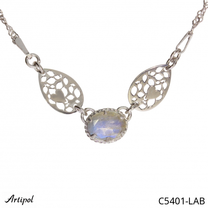 Necklace C5401-LAB with real Labradorite