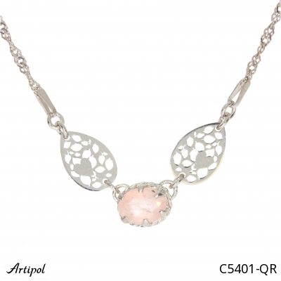 Necklace C5401-QR with real Rose Quartz