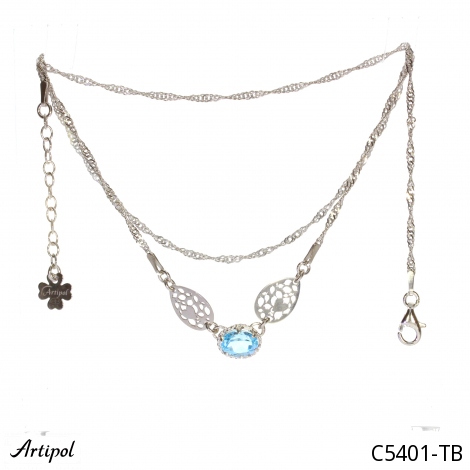 Halskette C5401-TB mit echter Blauem Topas