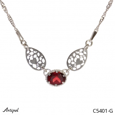 Necklace C5401-G with real Red garnet
