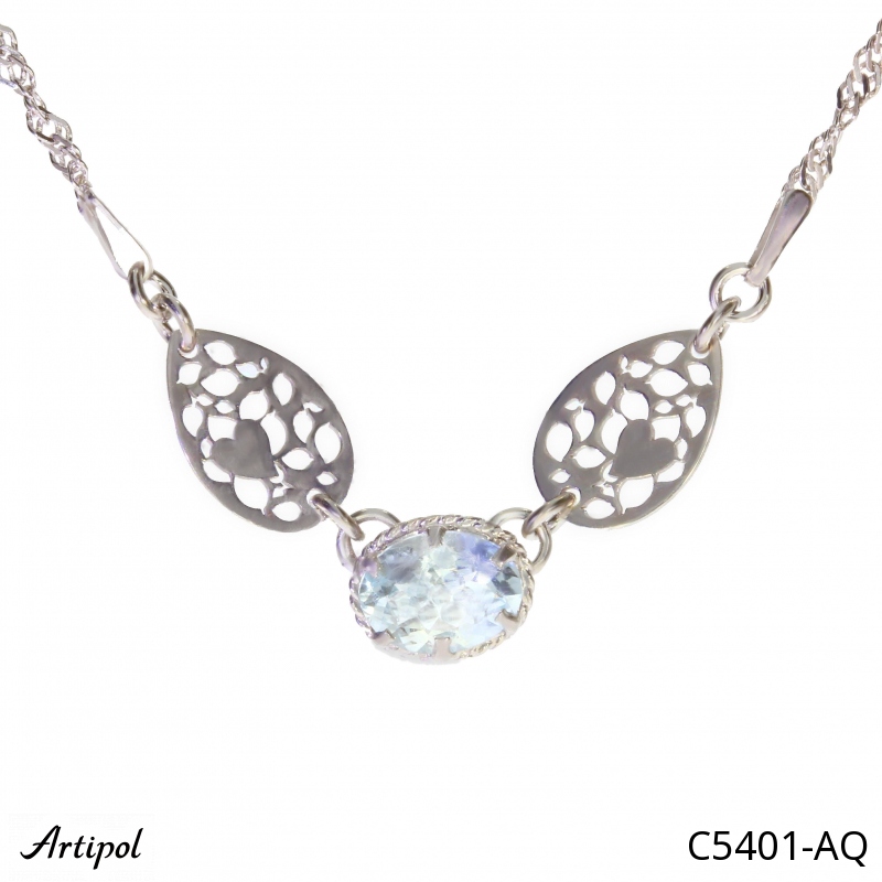 Necklace C5401-AQ with real Aquamarine