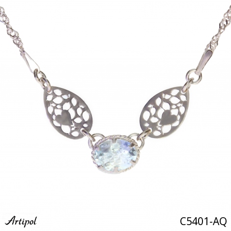 Necklace C5401-AQ with real Aquamarine