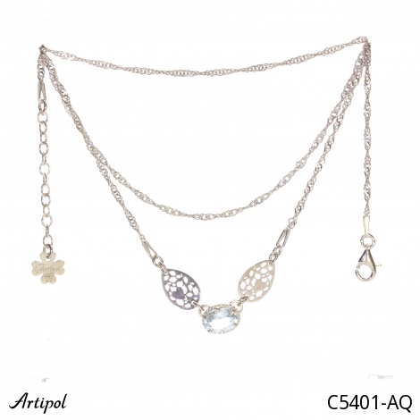 Necklace C5401-AQ with real Aquamarine