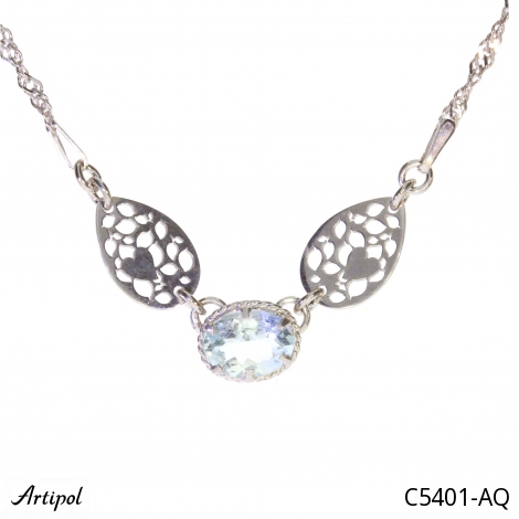 Necklace C5401-AQ with real Aquamarine