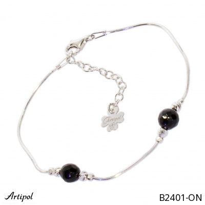 Bracelet B2401-ON en Onyx noir véritable