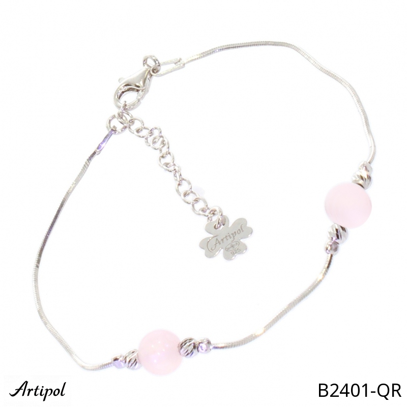 Bracelet B2401-QR with real Rose Quartz