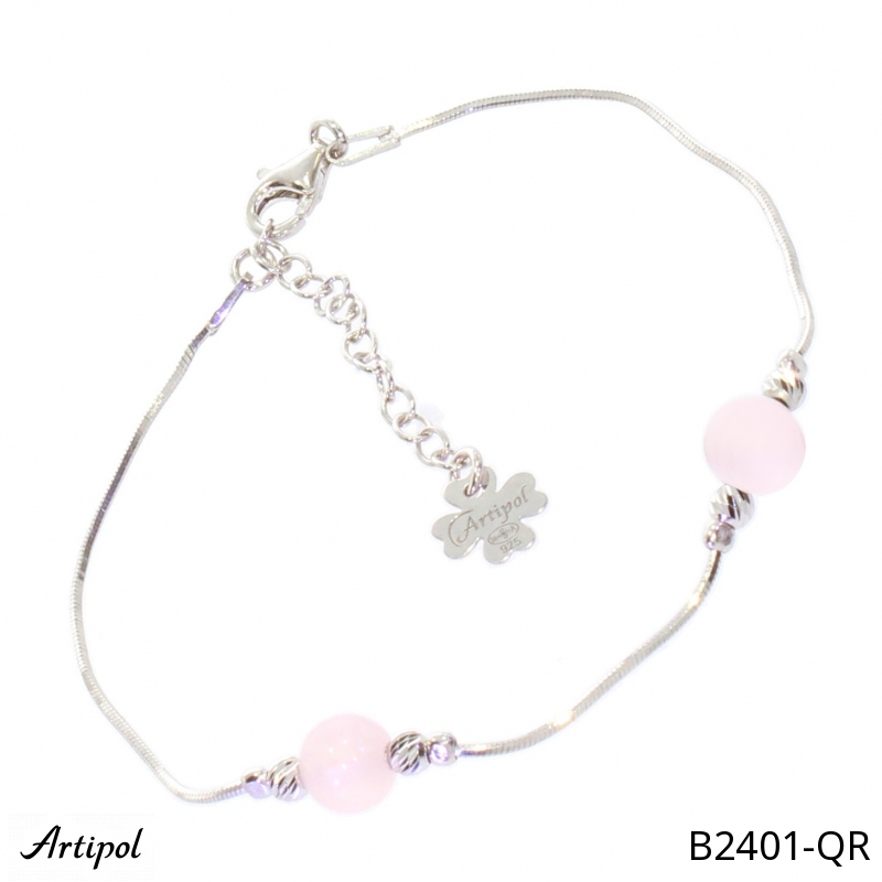 Bracelet B2401-QR with real Rose quartz