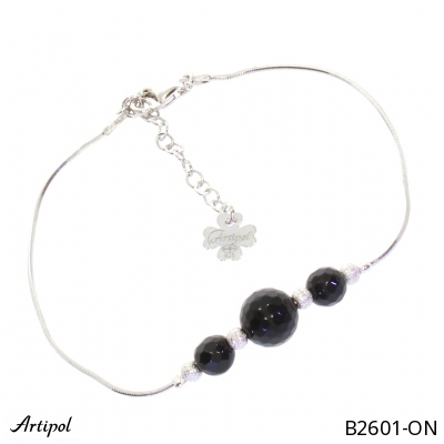 Bracelet B2601-ON en Onyx noir véritable