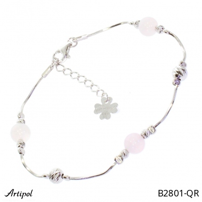Bracelet B2801-QR with real Rose quartz