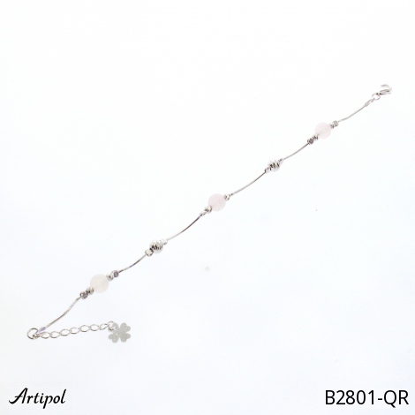 Armreif B2801-QR mit echter Rosenquarz