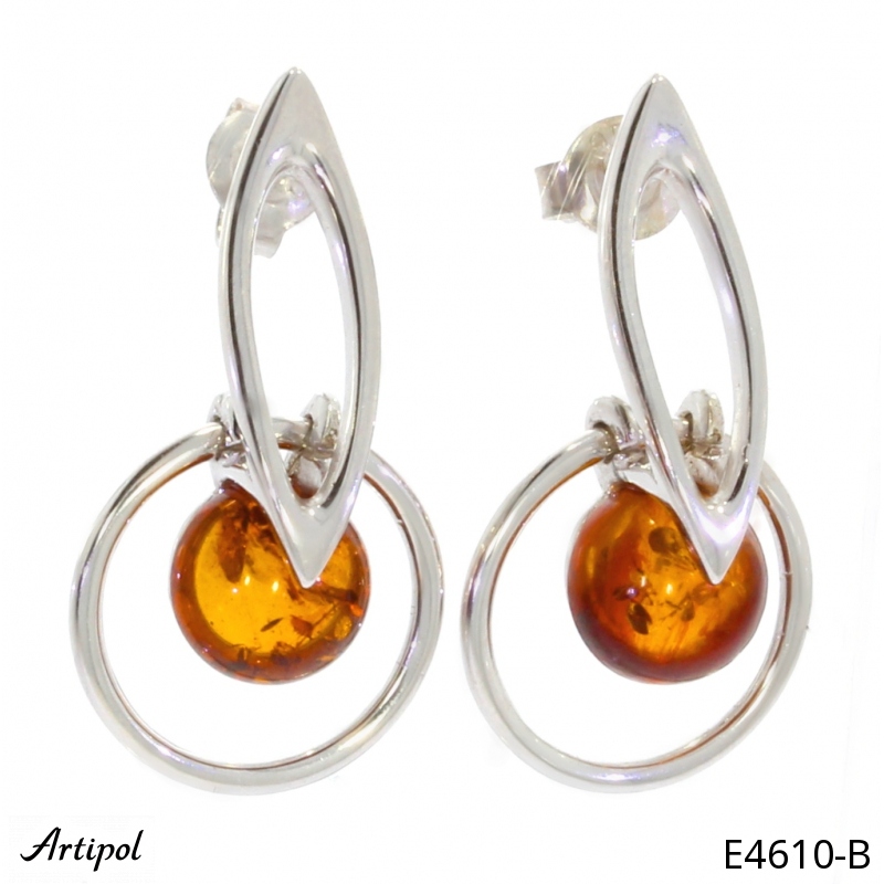 Earrings E4610-B with real Amber