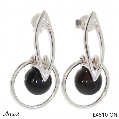 Earrings E4610-ON with real Black onyx