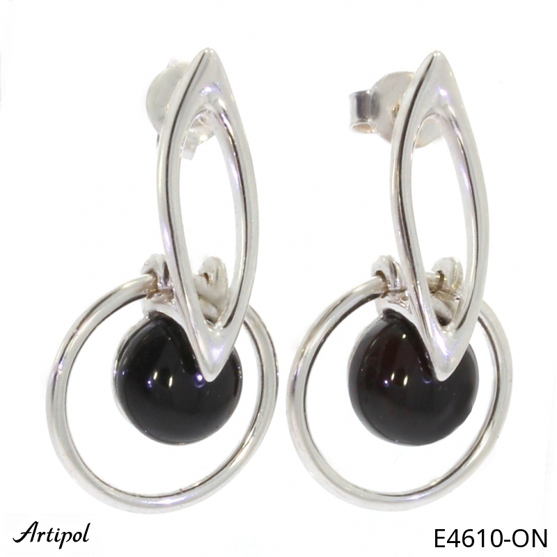 Earrings E4610-ON with real Black Onyx