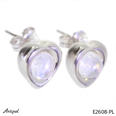 Earrings E2608-PL with real Rainbow Moonstone