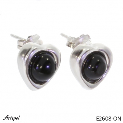 Earrings E2608-ON with real Black Onyx