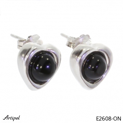 Earrings E2608-ON with real Black onyx