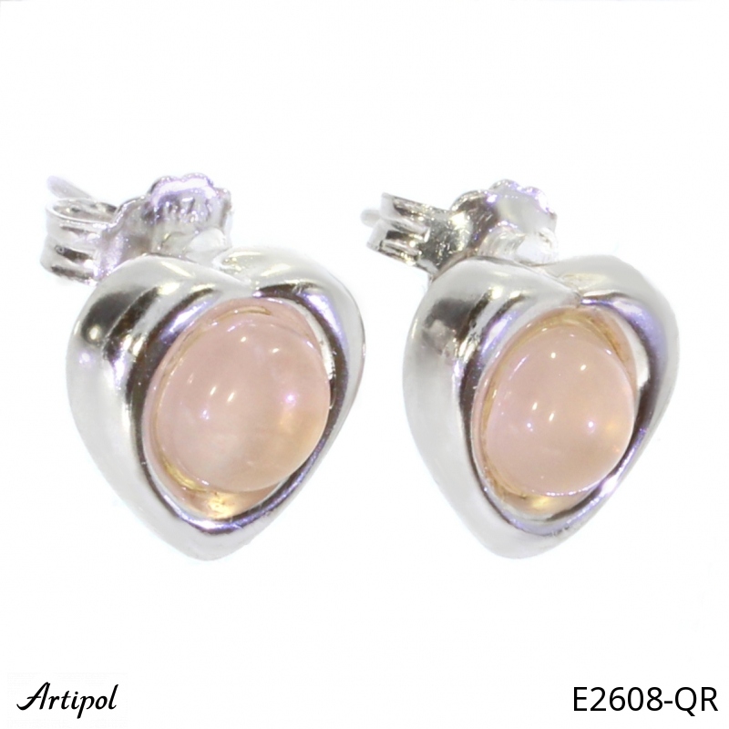 Earrings E2608-QR with real Rose Quartz